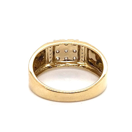 9CT YELLOW GOLD THICKENED TOP MENS DIAMOND DRESS RING VALUED @ $1999