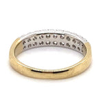 9CT YELLOW & WHITE GOLD DIAMONDS CLAW SET IN 2 ROWS DRESS RING VALUED @ $1899