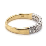 9CT YELLOW & WHITE GOLD DIAMONDS CLAW SET IN 2 ROWS DRESS RING VALUED @ $1899