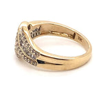 10CT YELLOW GOLD CROSS OVER PATTERN DIAMOND DRESS RING VALUED @ $1699