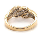 10CT YELLOW GOLD CROSS OVER PATTERN DIAMOND DRESS RING VALUED @ $1699