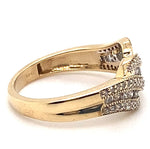 10CT YELLOW GOLD CROSS OVER PATTERN DIAMOND DRESS RING VALUED @ $1699