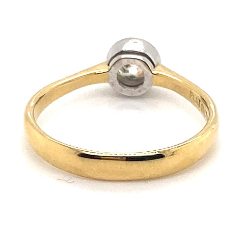 18CT YELLOW GOLD & PLATINUM PINCHED SHOULDER DIAMOND DRESS RING VALUED @ $4199