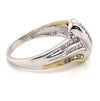 9CT YELLOW & WHITE GOLD CROSS OVER PATTERN DIAMOND DRESS RING VALUED @ $2299