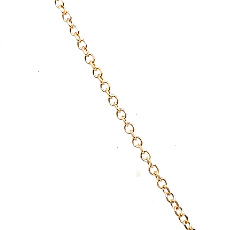 14CT YELLOW GOLD CUBIC ZIRCONIAS & BLUE ENAMEL PENDANT ON 48CM CABLE LINK CHAIN