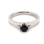 18CT WHITE GOLD THICKENED TOP TREATED BLACK DIAMOND DRESS RING VALUED @ $3099