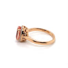 10CT ROSE GOLD SYNTHETIC PINK SAPPHIRE SURROUNDED BY DIAMONDS DRESS RING