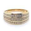 10CT YELLOW GOLD DIAMONDS SET IN THREE ROWS DRESS RING