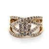 9CT YELLOW GOLD CROSS OVER PATTERN DIAMOND DRESS RING VALUED @ $2999