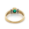 9CT YELLOW GOLD BEZEL SET OVAL SYNTHETIC EMERALD & DIAMOND DRESS RING