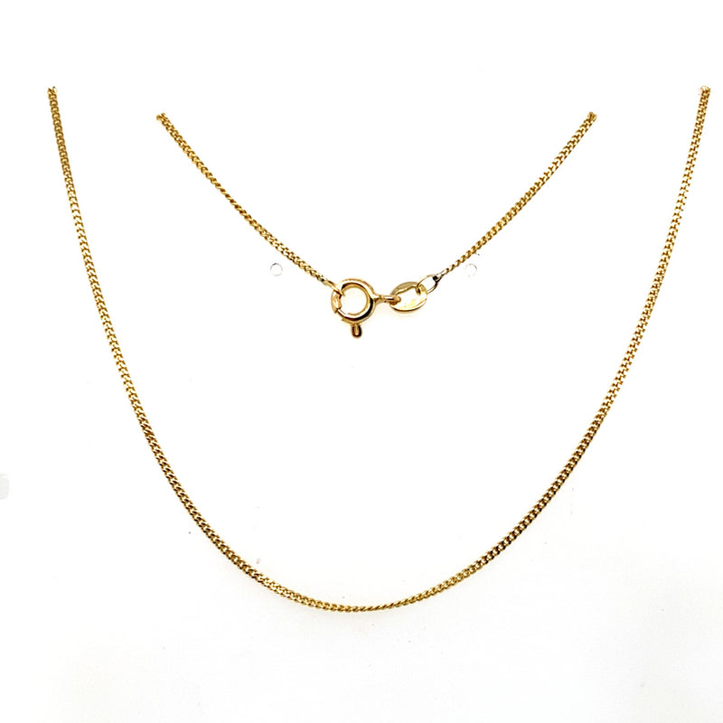 18CT YELLOW GOLD 43CM FINE CURB LINK CHAIN