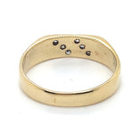 9CT YELLOW GOLD DIAMONDS SET IN  TWO ROWS MENS DRESS RING