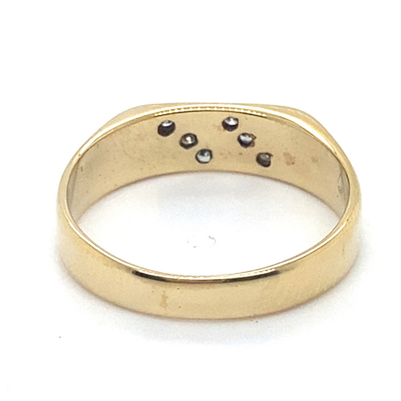 9CT YELLOW GOLD DIAMONDS SET IN  TWO ROWS MENS DRESS RING