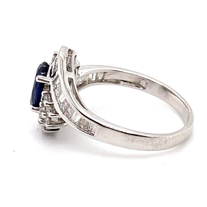 14CT WHITE GOLD SAPPHIRE & DIAMOND WRAP AROUND STYLE RING VALUED @ $4499