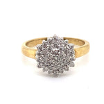 9CT YELLOW & WHITE GOLD THICKENED TOP DIAMOND DRESS RING VALUED @ $1899