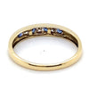 10CT YELLOW GOLD CHANNEL SET SYNTHETIC SAPPHIRE & DIAMOND RING