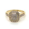 9CT YELLOW GOLD DIAMONDS SET IN RAISED SETTING DRESS RING