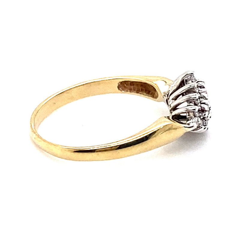 9CT YELLOW & WHITE GOLD DIAMOND DRESS RING