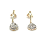 9ct YELLOW AND WHITE GOLD DIAMOND SET DROP EARRINGS 0.12ct TDW