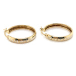 9CT YELLOW GOLD PATTERNED ROUND HOOP EARRING