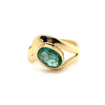 18CT YELLOW GOLD LOOP PATTERN EMERALD DRESS RING VALUED @ $3499