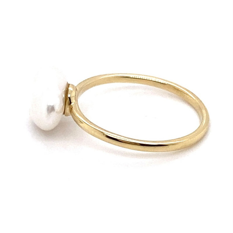 10CT YELLOW GOLD CULTURED FRESHWATER BAROQUE PEARL DRESS RING TW1.8g