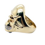 9CT YELLOW GOLD DIAMOND SKULL RING VALUED @ $3299