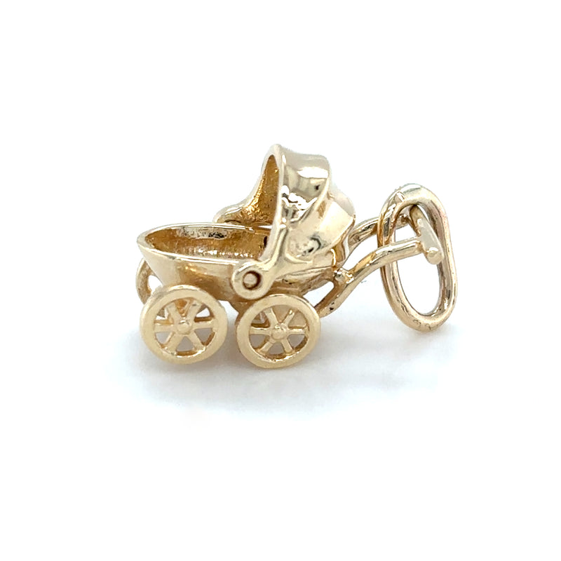 9ct YELLOW GOLD BASSINET PRAM PENDANT