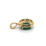 9CT YELLOW GOLD SYNTHETIC EMERALD & DIAMOND PENDANT