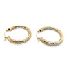 9CT YELLOW & WHITE GOLD ROUND PATTERNED HOOP EARRINGS TW 1.5