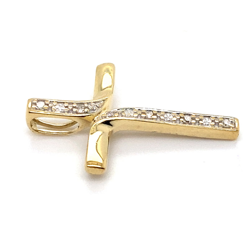 9CT YELLOW GOLD DIAMONDS SET IN CROSS PENDANT