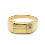 9CT YELLOW GOLD DIAMOND SET IN THICKENED TOP MENS DRESS RING