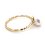 10CT YELLOW GOLD CULTURED FRESHWATER BAROQUE PEARL DRESS RING TW1.8g