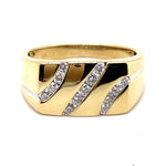 9CT YELLOW GOLD CHANNEL SET DIAMOND MENS DRESS RING VALUED @ $2199