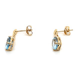 9CT YELLOW GOLD TOPAZ & DIAMAOND DROP STYLE EARRING