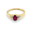 9CT YELLOW GOLD SYNTHETIC RUBY & DIAMOND DRESS RING