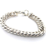 SILVER 21CM HOLLOW DOUBLE CURB LINK BRACELET