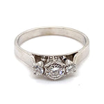 18CT WHITE GOLD POINTED SHOULDER DIAMOND DRESS RING VALUED @ $3999