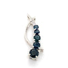 AUSTRALIAN SAPPHIRES CLAW SET+WHITE SAPPHIRES GRAIN SET IN SILVER DROP PENDANT