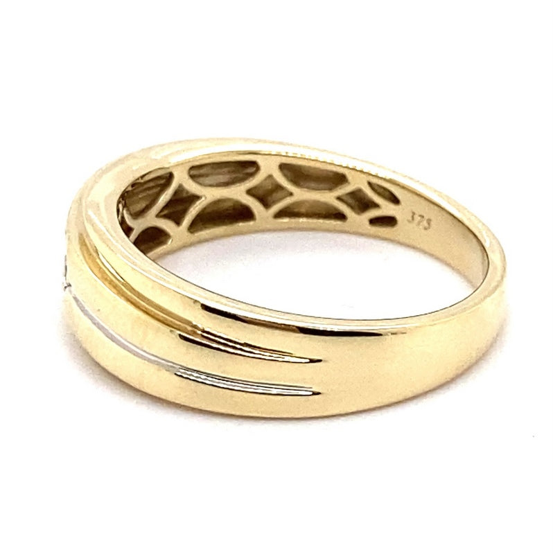 9CT YELLOW GOLD CLAW SET DIAMOND MENS  DRESS RING TW 3.8g