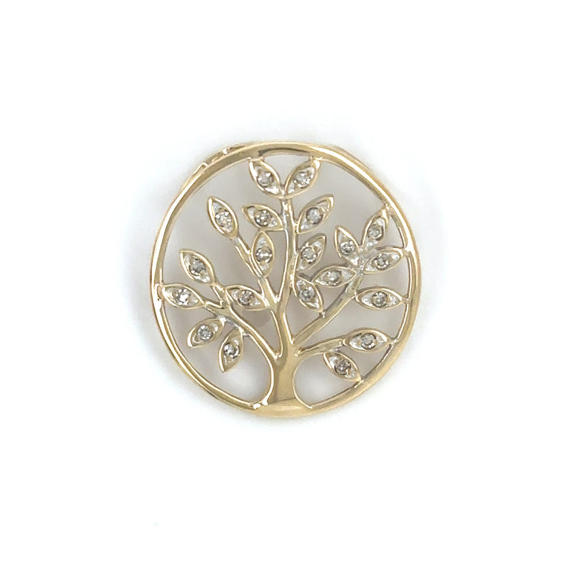 9ct YELLOW GOLD DIAMOND SET TREE OF LIFE PENDANT