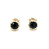 9ct YELLOW GOLD BLACK SAPPHIRE SET STUD EARRINGS