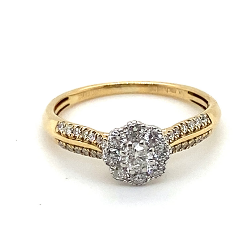 10CT YELLOW & WHITE GOLD FLOW UP STYLE DIAMOND DRESS RING VALUED @ $1699