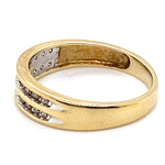 9CT YELLOW GOLD CHANNEL SET DIAMONDS IN 2 ROWS DRESS RING