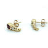 9CT YELLOW GOLD GARNET & DIAMOND STUD EARRING