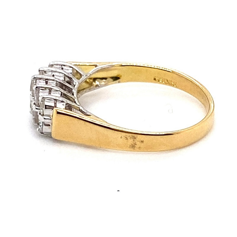 18CT YELLOW & WHITE GOLD FLOW UP STYLE DIAMOND DRESS RING VALUED @ $2799