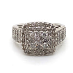 9CT WHITE GOLD THICKENED TOP STYLE DIAMOND DRESS RING VALUED @ $2799