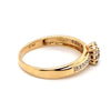 9CT YELLOW GOLD DIAMONDS SET IN RAISED SETTING AND SHOULDERS OF DRESS RING