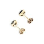 9ct YELLOW GOLD BLACK SAPPHIRE SET STUD EARRINGS