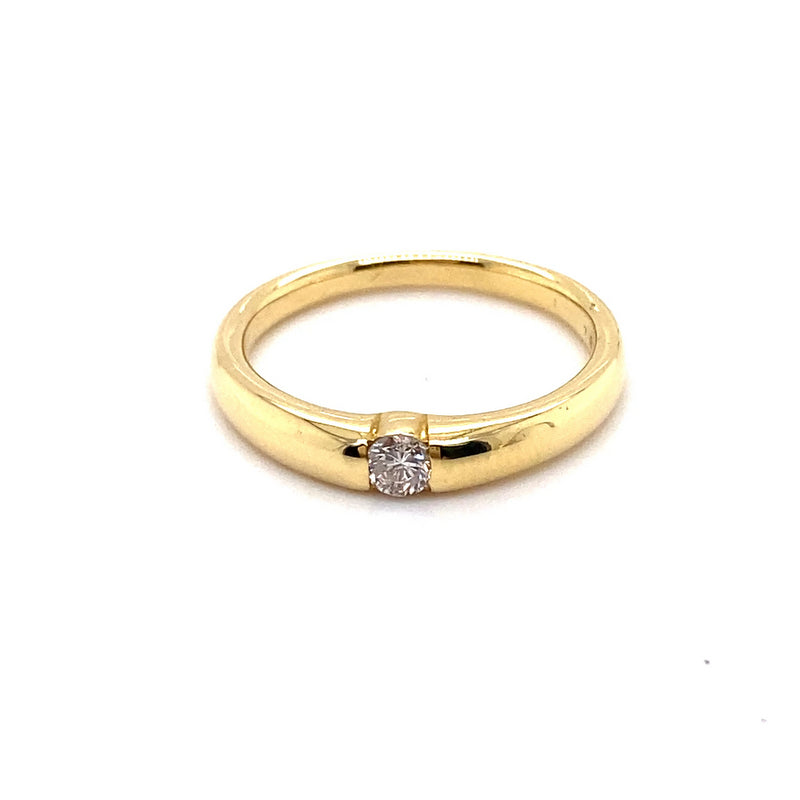 18CT YELLOW GOLD THICKENED TOP SEMI BEZEL SET DIAMOND DRESS RING VALUED @ $1899